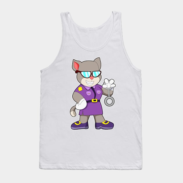 Cat as policewoman with handcuffs Tank Top by Markus Schnabel